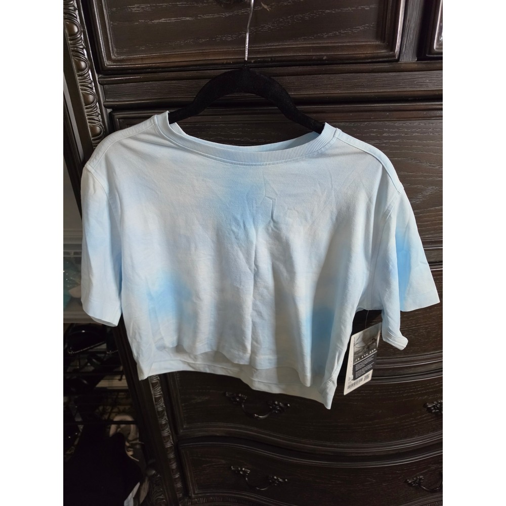 Lululemon All Yours Crop Tee XS Blue White Tie Dye Organic Cotton LW3JX9S NWT
